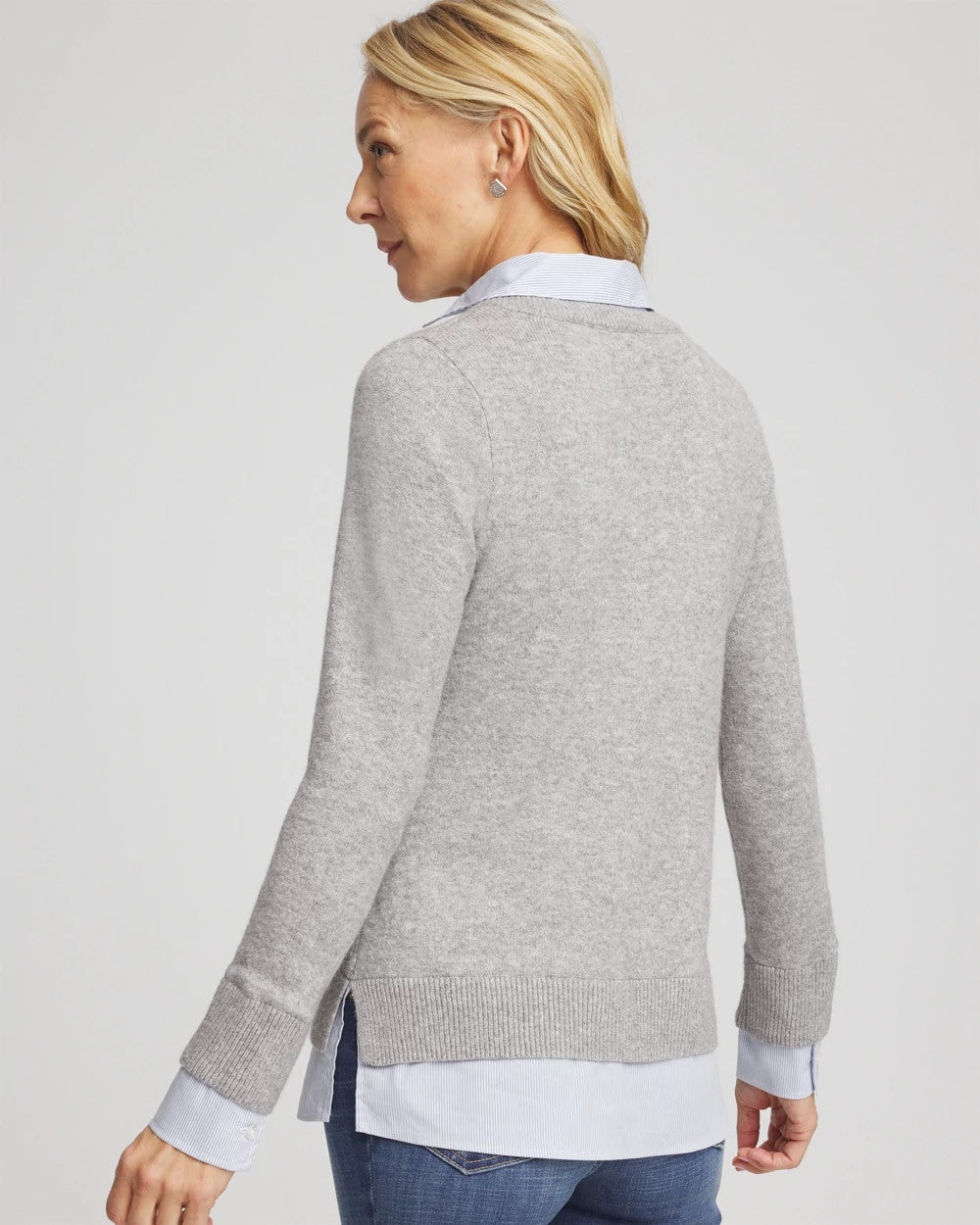 Chico's - Sequin Built-In Shirt Knit Sweater