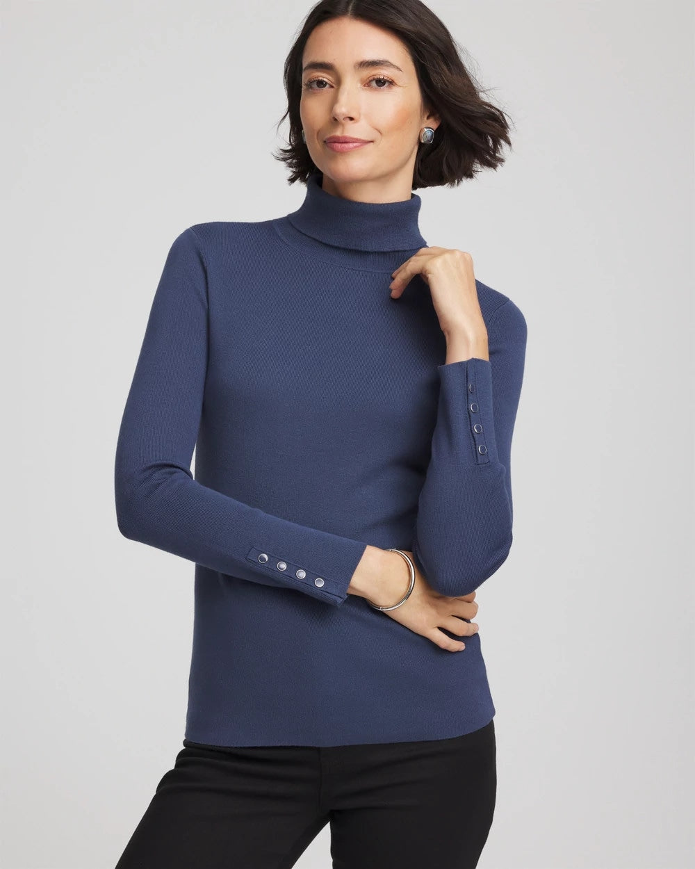 Chico's - Ella Button Cuff Turtleneck Sweater