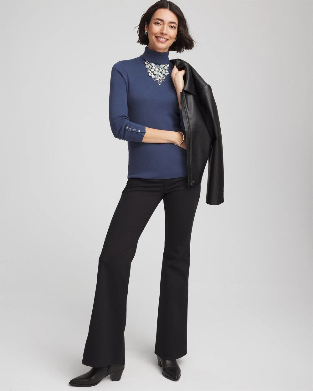 Chico's - Ella Button Cuff Turtleneck Sweater