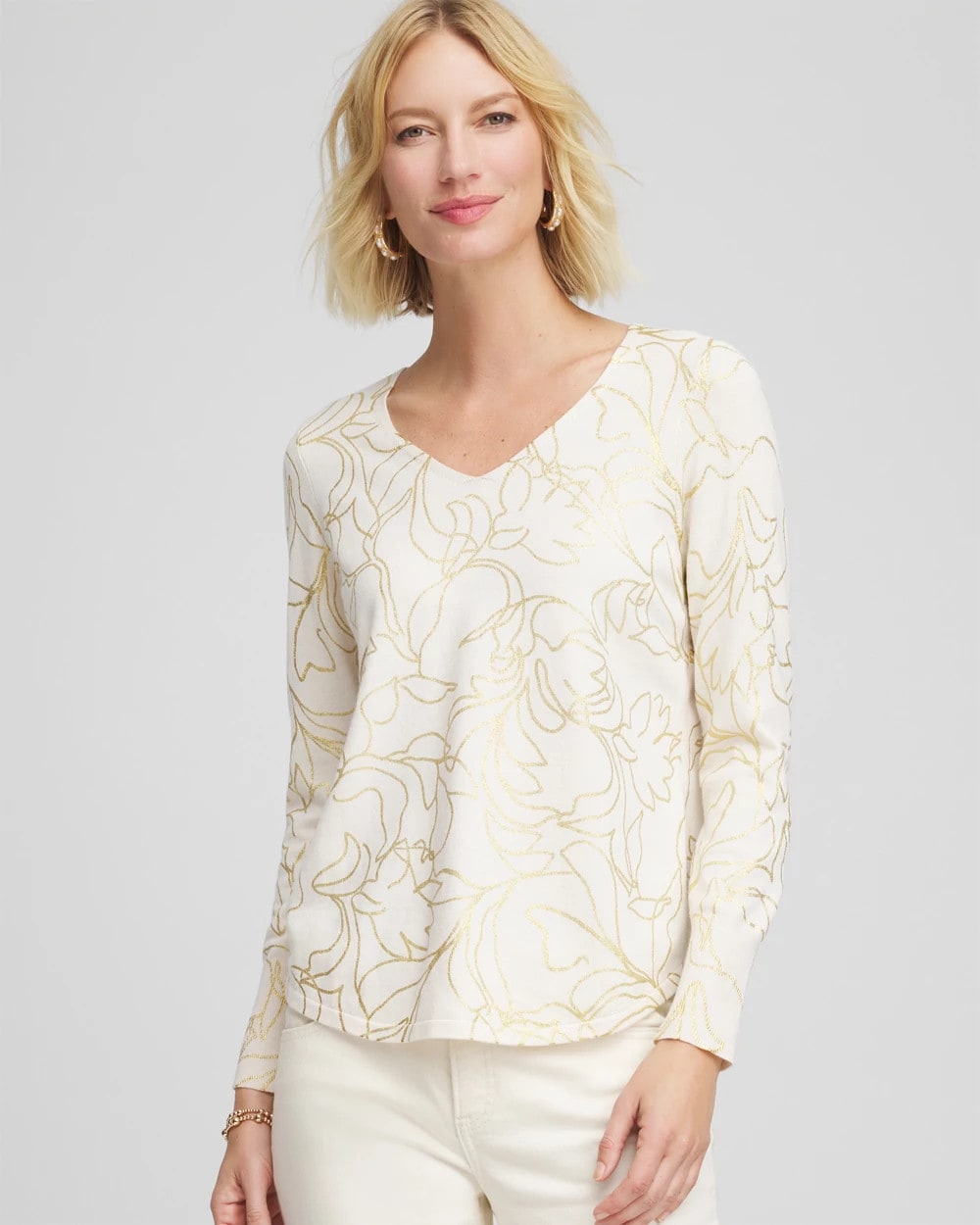 Chico's - Ella Foiled V-Neck Sweater