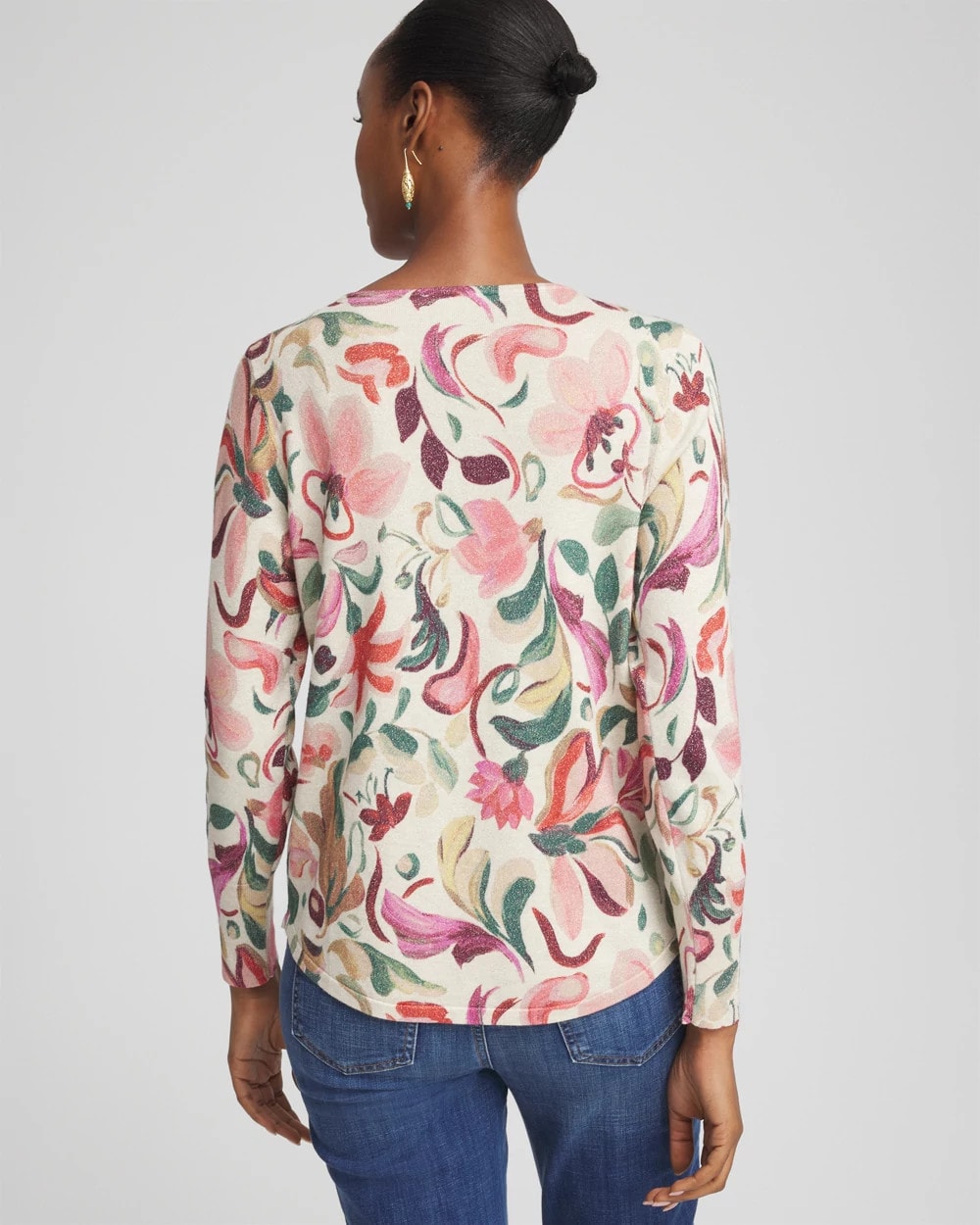 Chico's - Ella V-Neck Floral Pullover Sweater