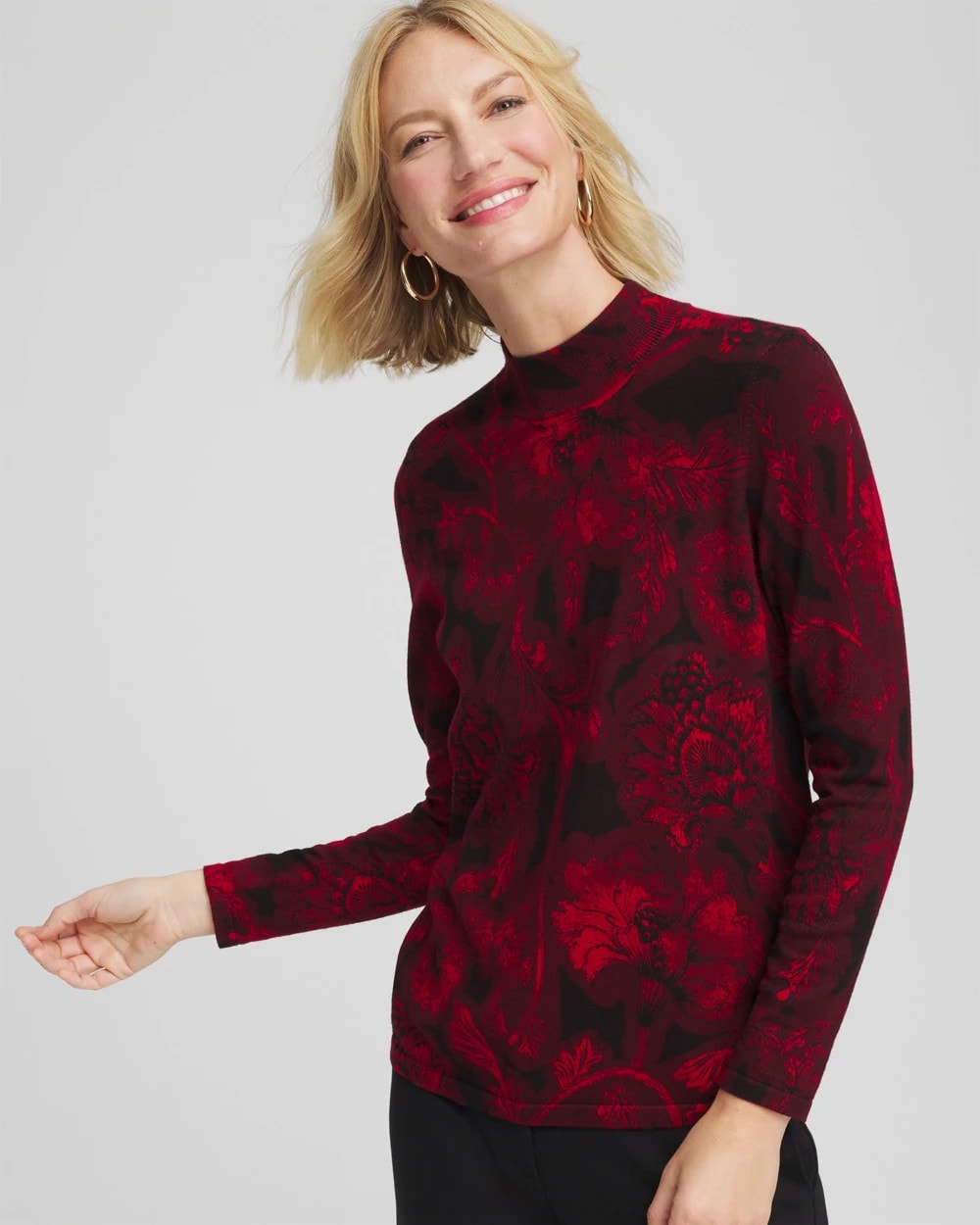Chico's - Ella Printed Mockneck Sweater