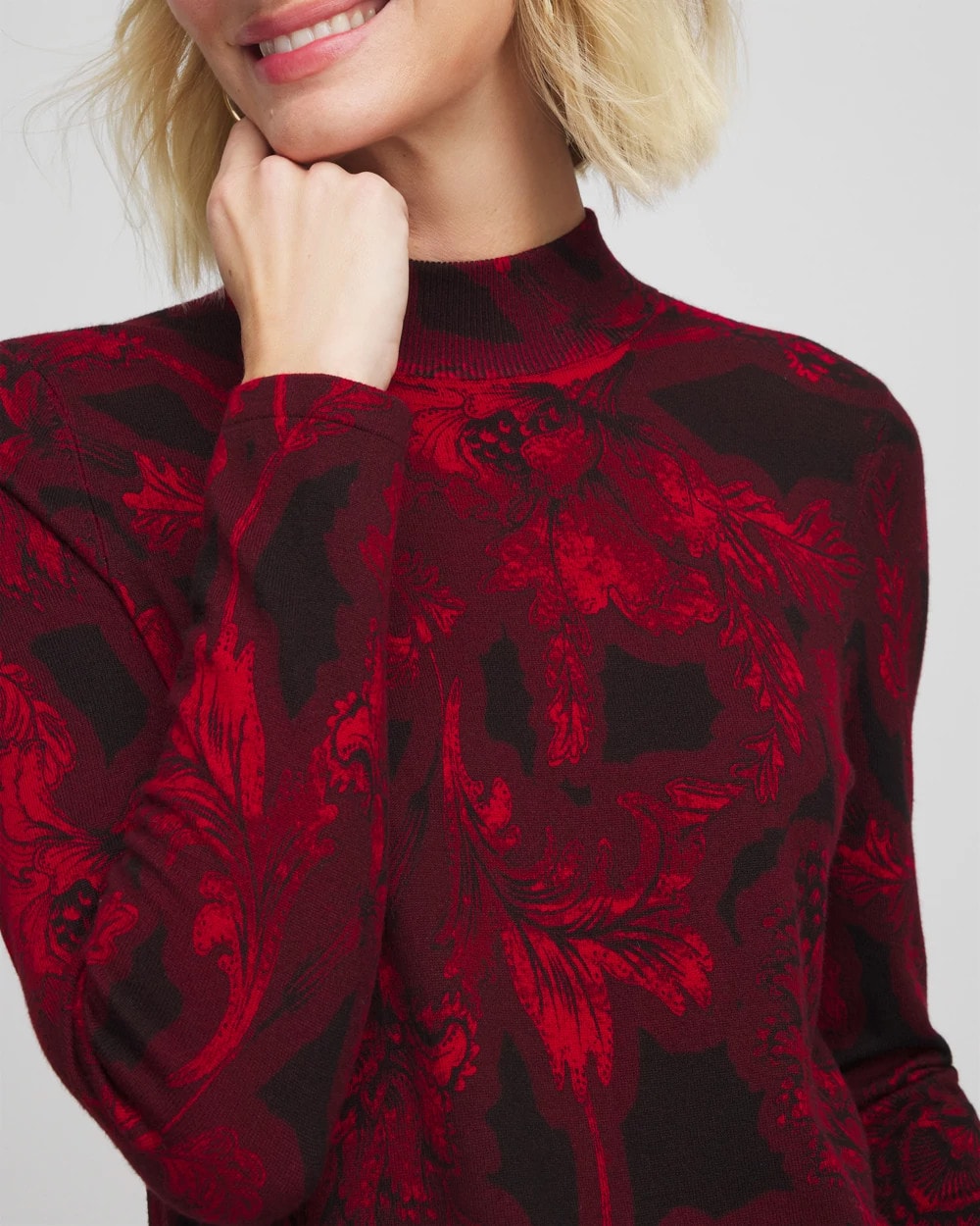 Chico's - Ella Printed Mockneck Sweater