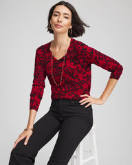 Chico's - Ella Printed V-Neck Sweater