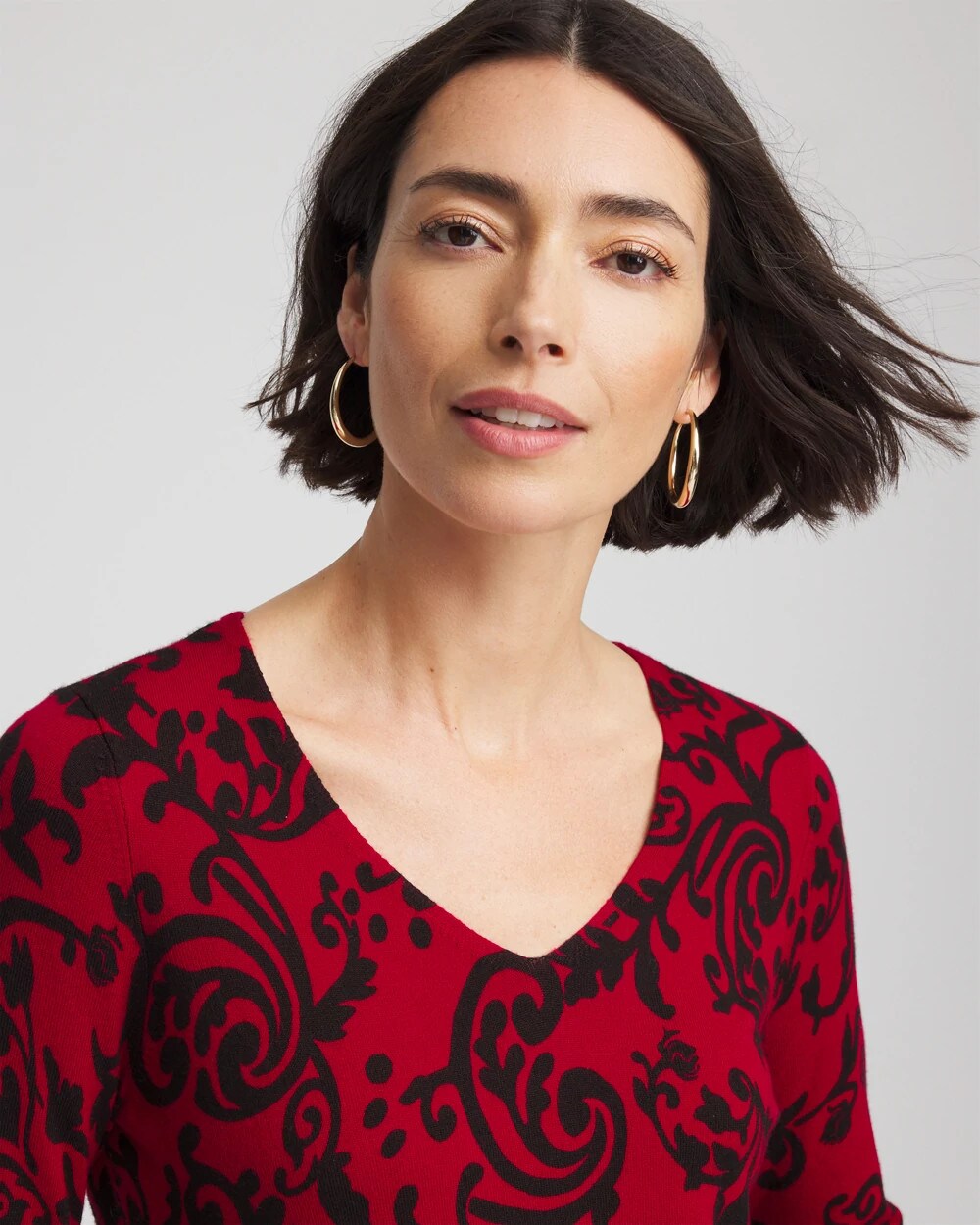 Chico's - Ella Printed V-Neck Sweater