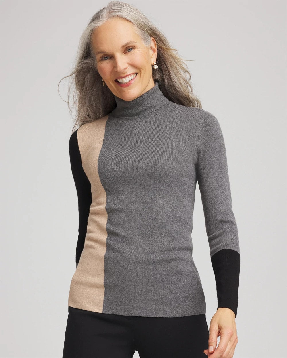 Chico's - Ella Colorblock Intarsia Turtleneck Sweater