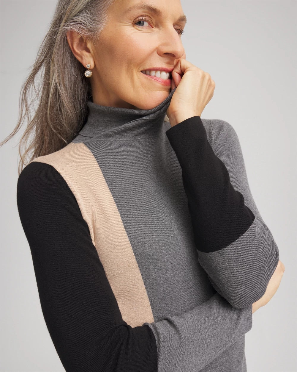 Chico's - Ella Colorblock Intarsia Turtleneck Sweater