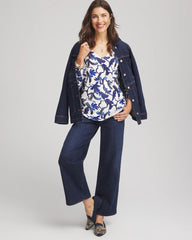 Chico's - Ella V-Neck Blue-Petals Pullover Sweater