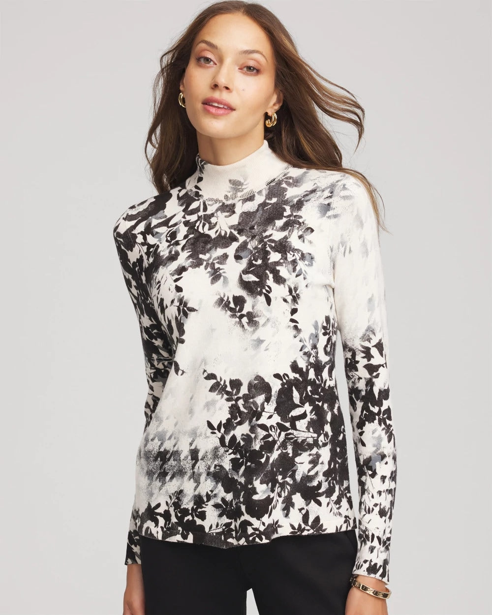 Chico's - Ella Houndstooth Mockneck Sweater