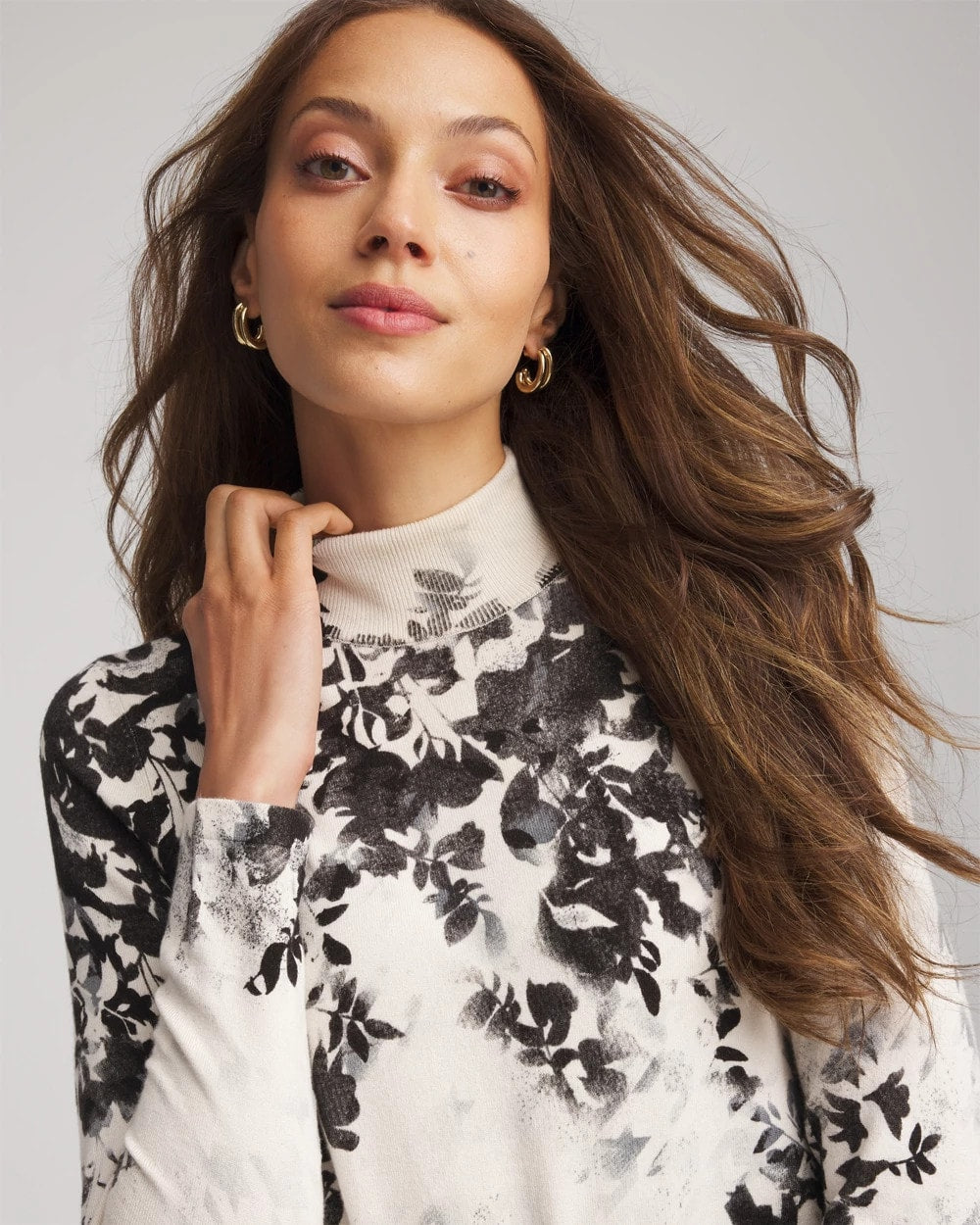 Chico's - Ella Houndstooth Mockneck Sweater
