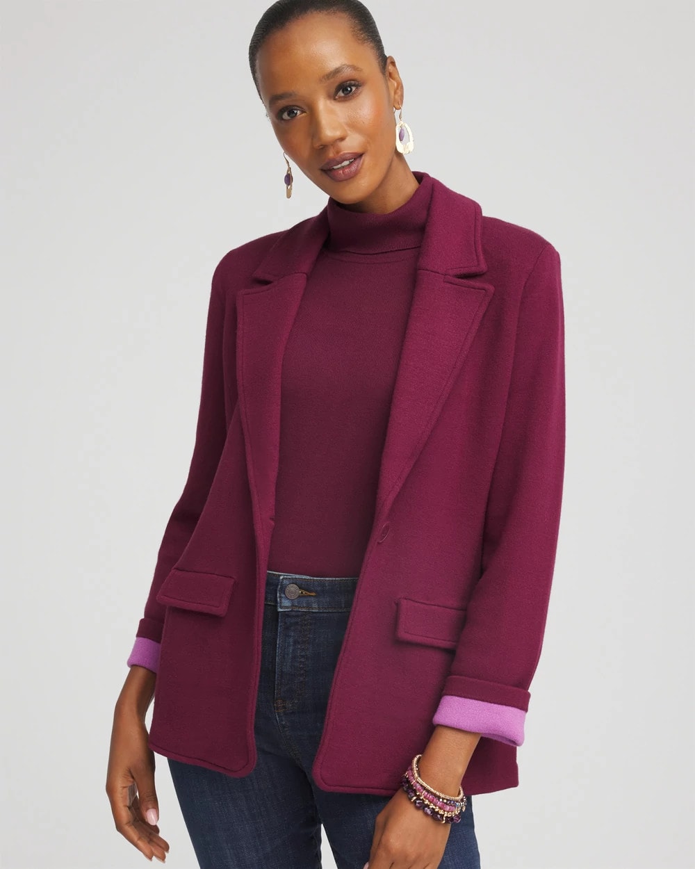 Chico's - Single-Breasted Sweater Blazer