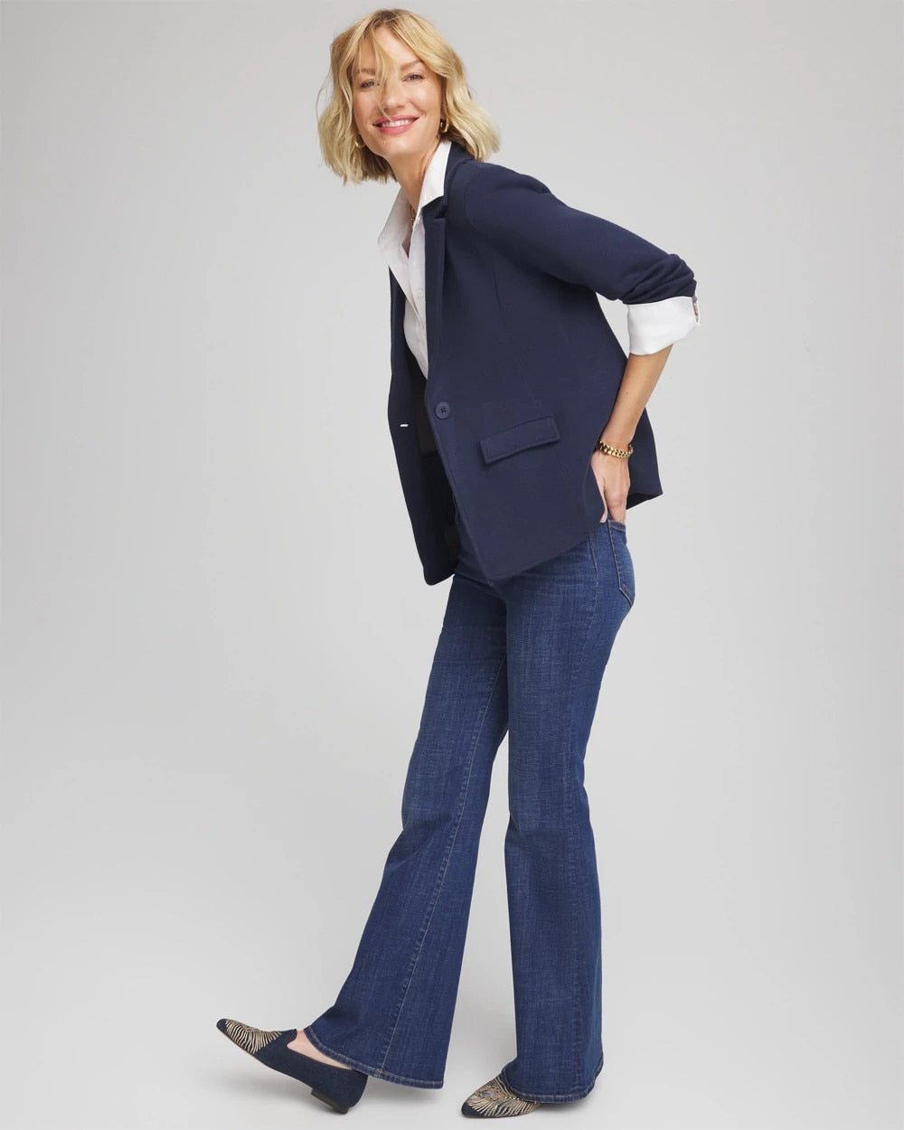 Chico's - Single-Breasted Sweater Blazer