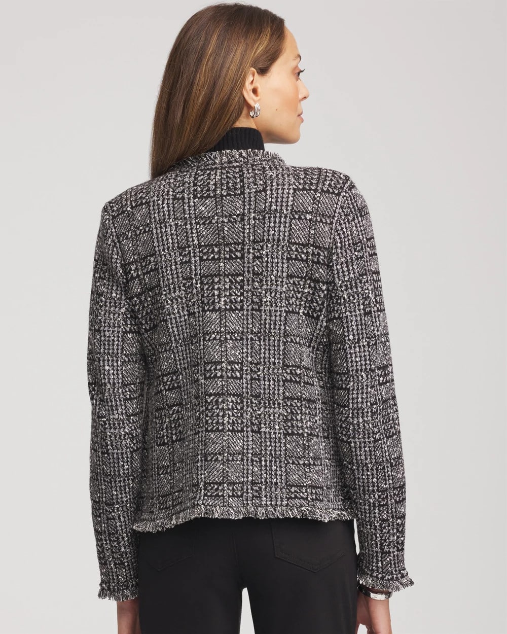 Chico's - Embroidered Metallic Tweed Cardigan