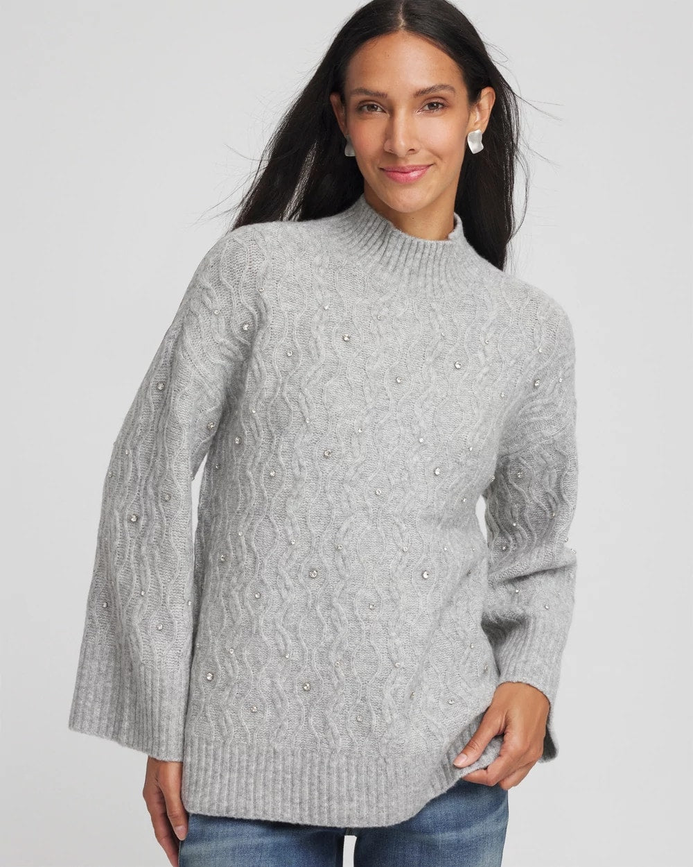 Chico's - Sequined Cable Knit Sweater