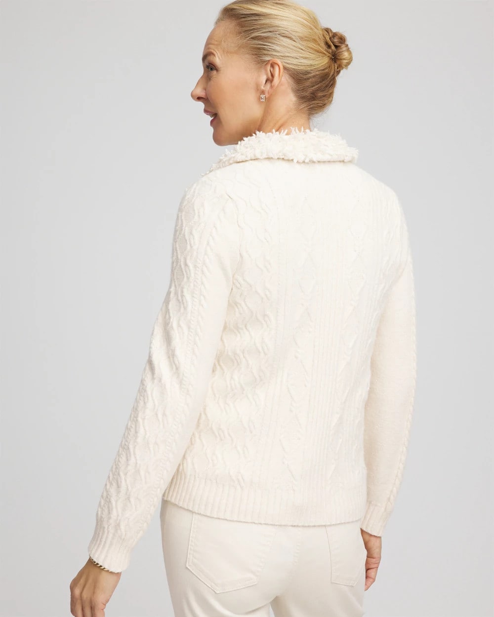 Chico's - Fur Trim Moto Cardigan
