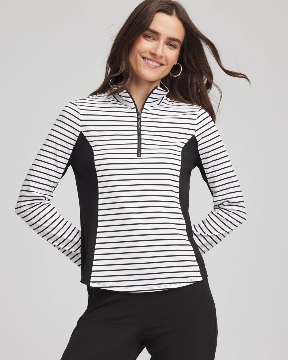 Chico's - Zenergy® UPF Striped Block Half Zip