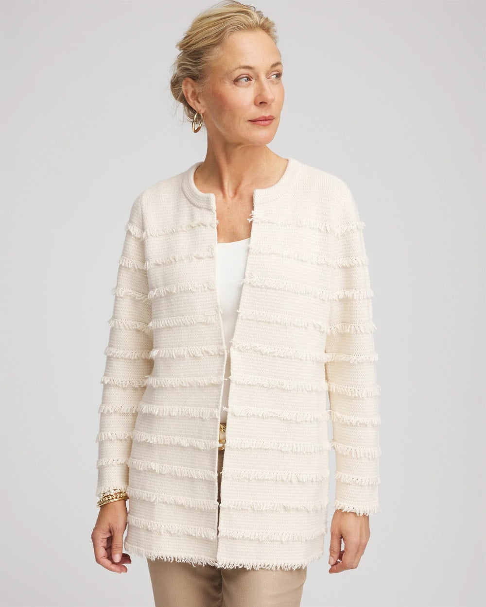 Chico's - Fringe Ottoman Knit Cardigan