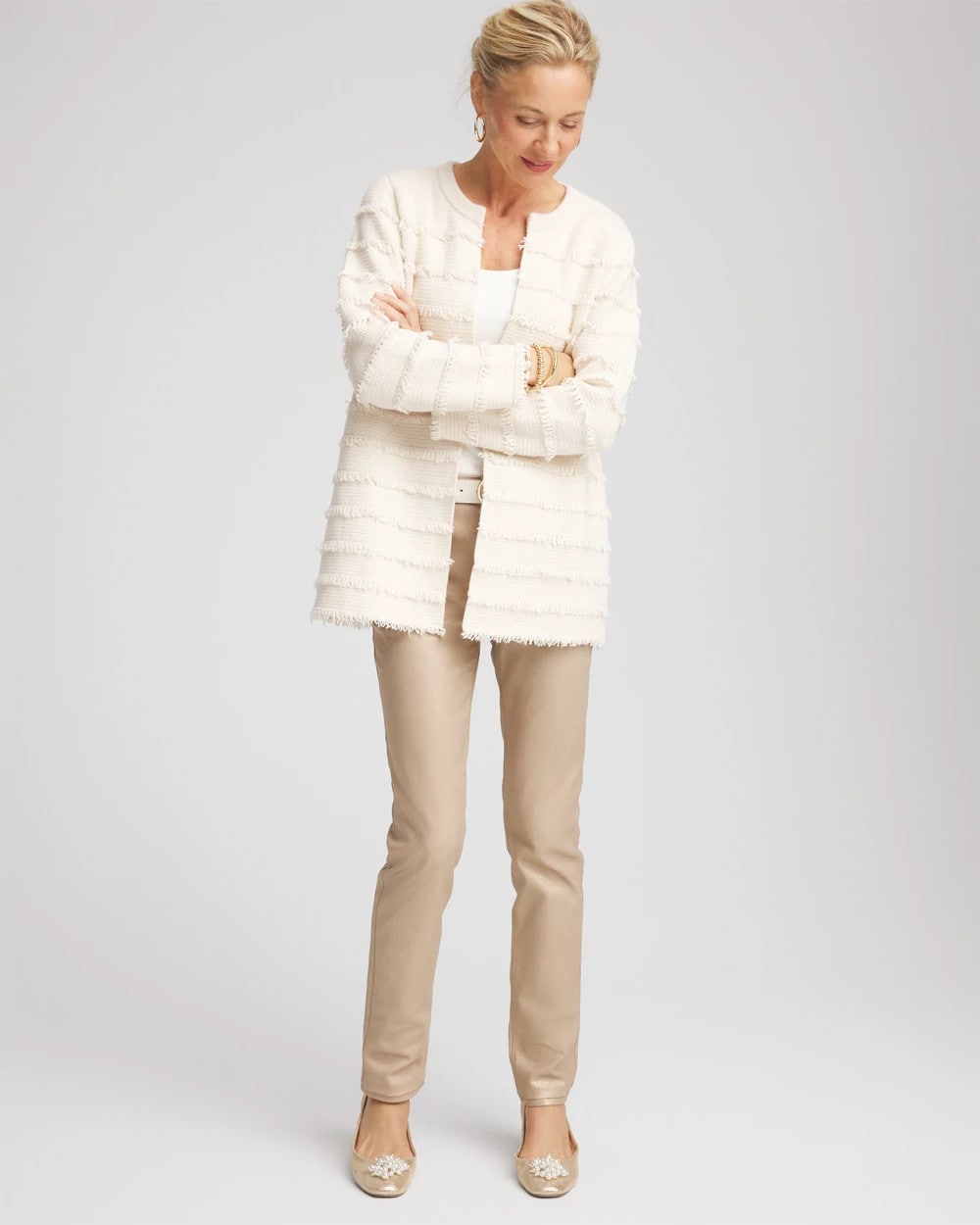 Chico's - Fringe Ottoman Knit Cardigan
