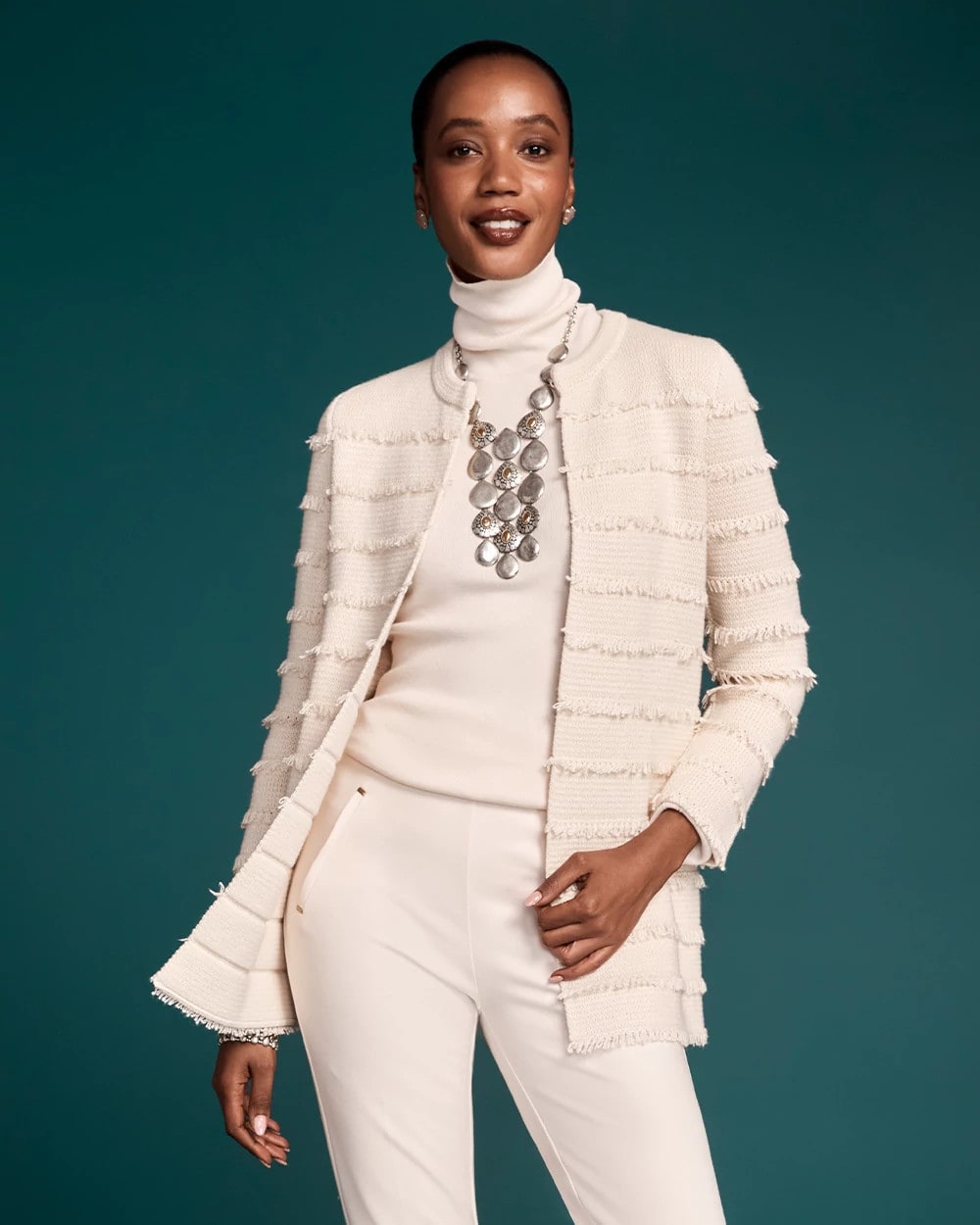 Chico's - Fringe Ottoman Knit Cardigan