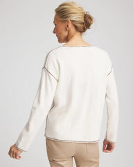 Chico's - Contrast Stitch V-Neck Sweater