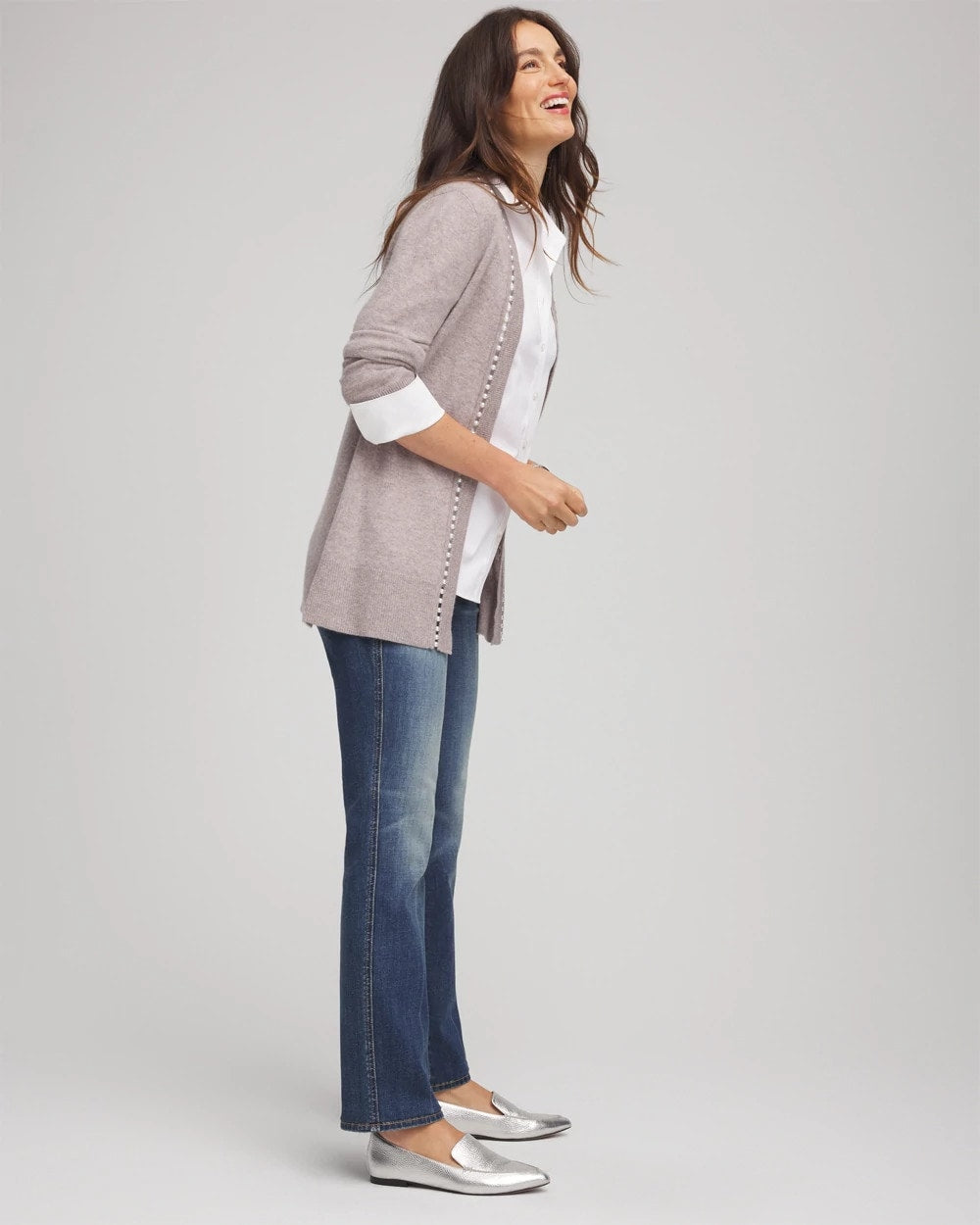 Chico's - Cashmere Pearl-Trim Cardigan