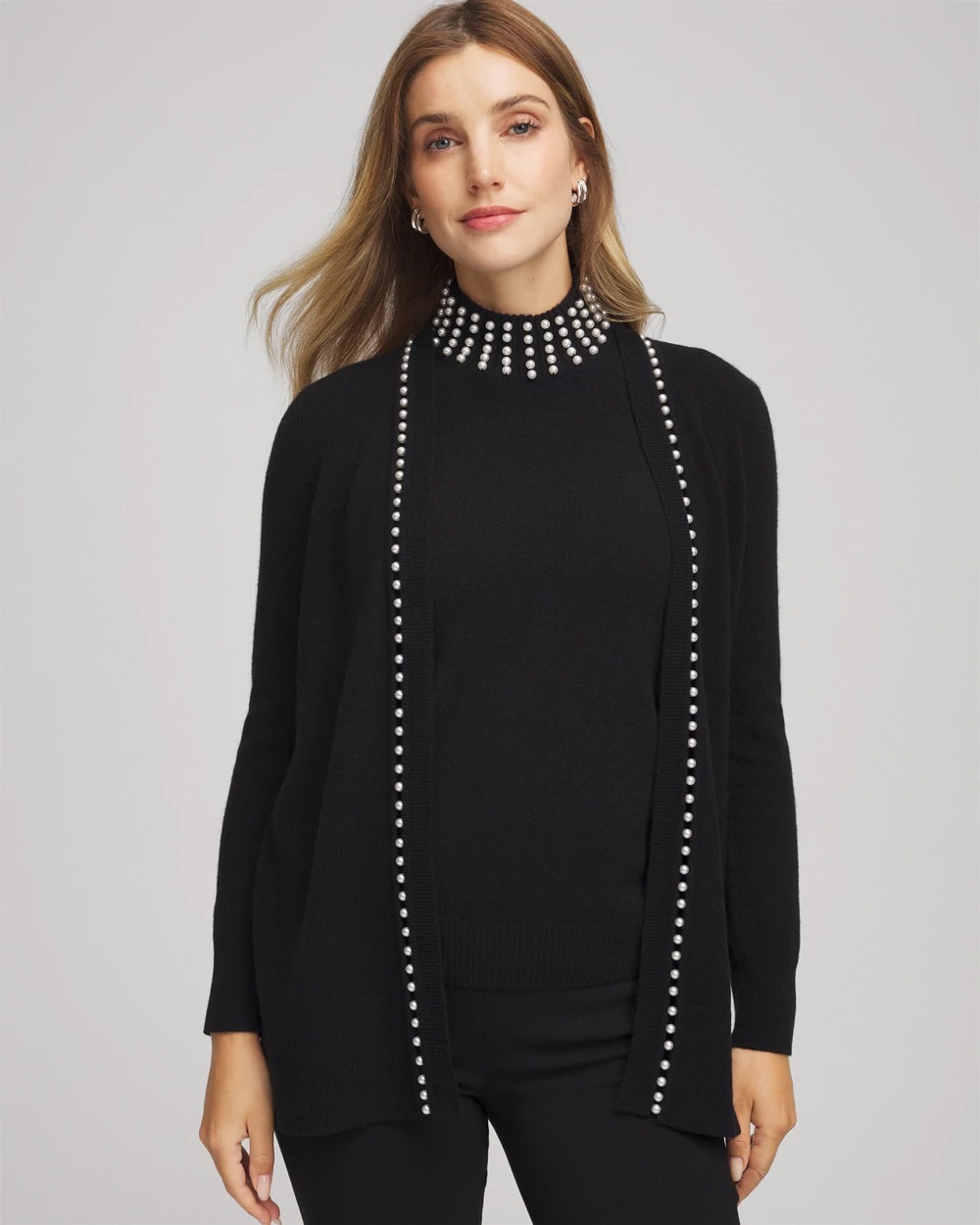 Chico's - Cashmere Pearl-Trim Cardigan