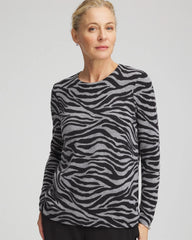 Chico's - Cashmere Zebra Long-Sleeve Pullover Sweater