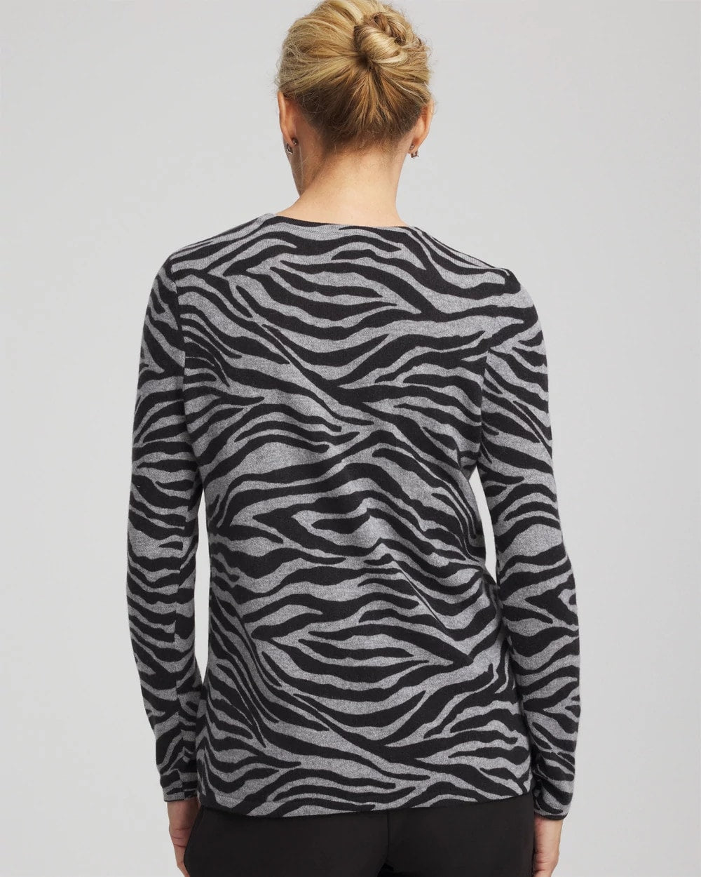Chico's - Cashmere Zebra Long-Sleeve Pullover Sweater