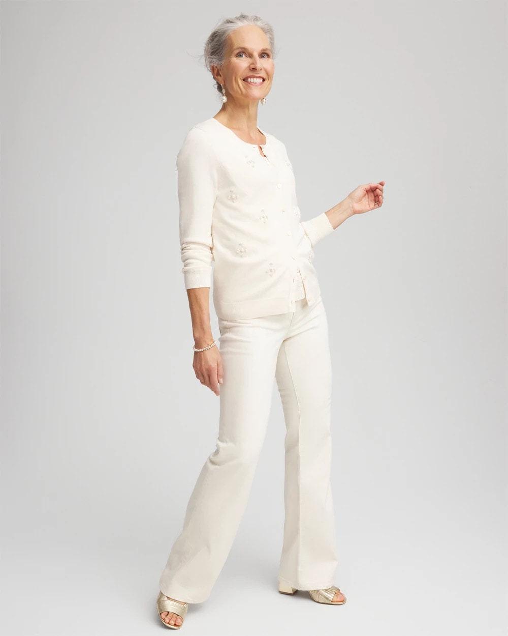Chico's - Embellished Crewneck Cardigan