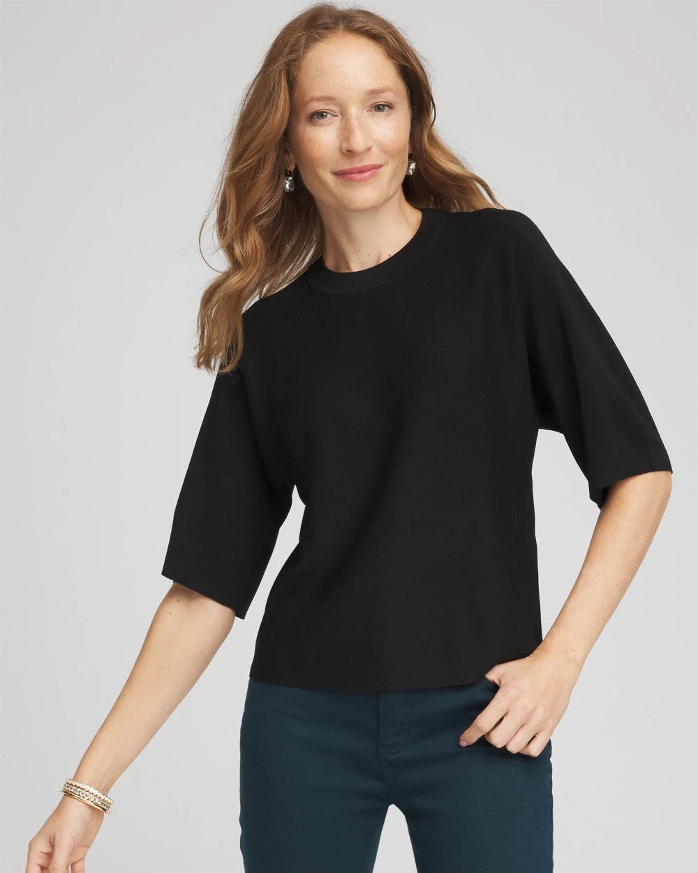 Chico's - Dolman Sleeve Crew Neck Pullover Sweater
