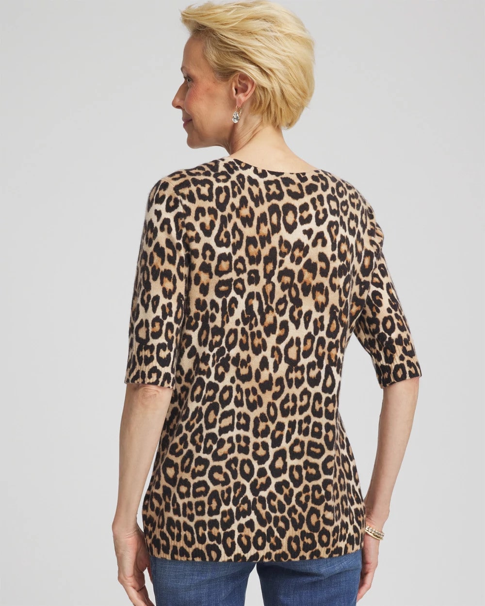 Chico's - Cashmere Animal Elbow-Sleeve Pullover