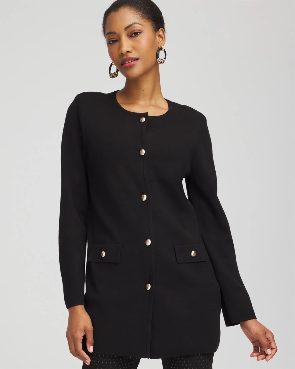 Chico's - Button-Down Crewneck Coatigan