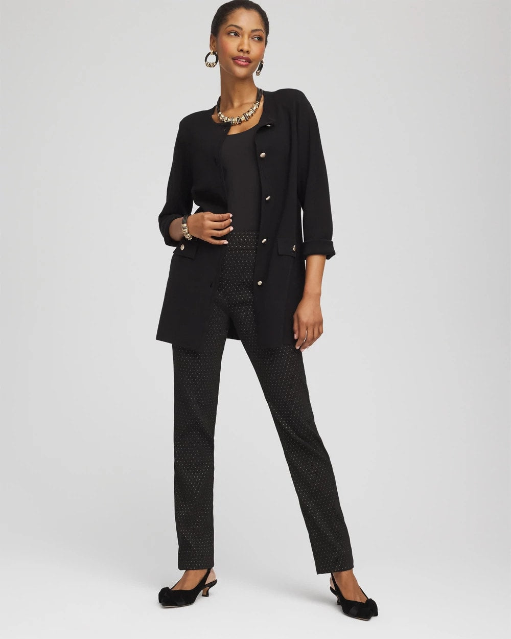Chico's - Button-Down Crewneck Coatigan