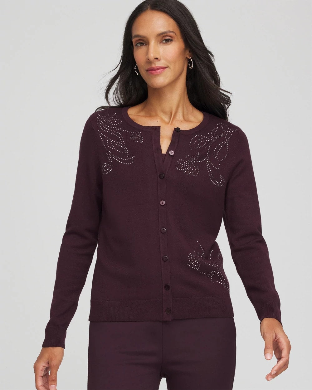 Chico's - Embellished Crewneck Cardigan