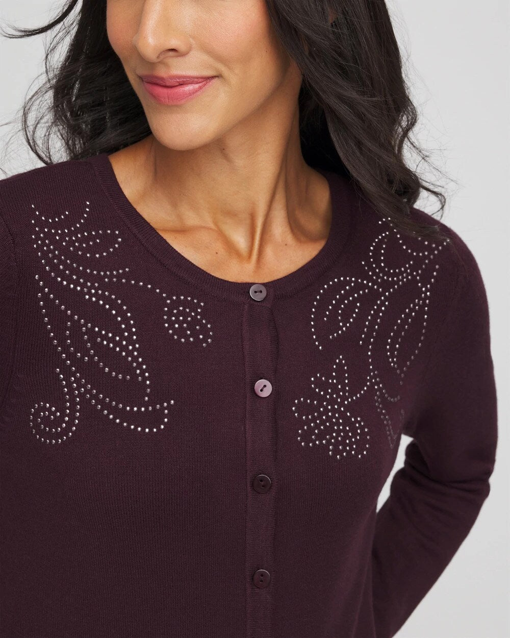 Chico's - Embellished Crewneck Cardigan