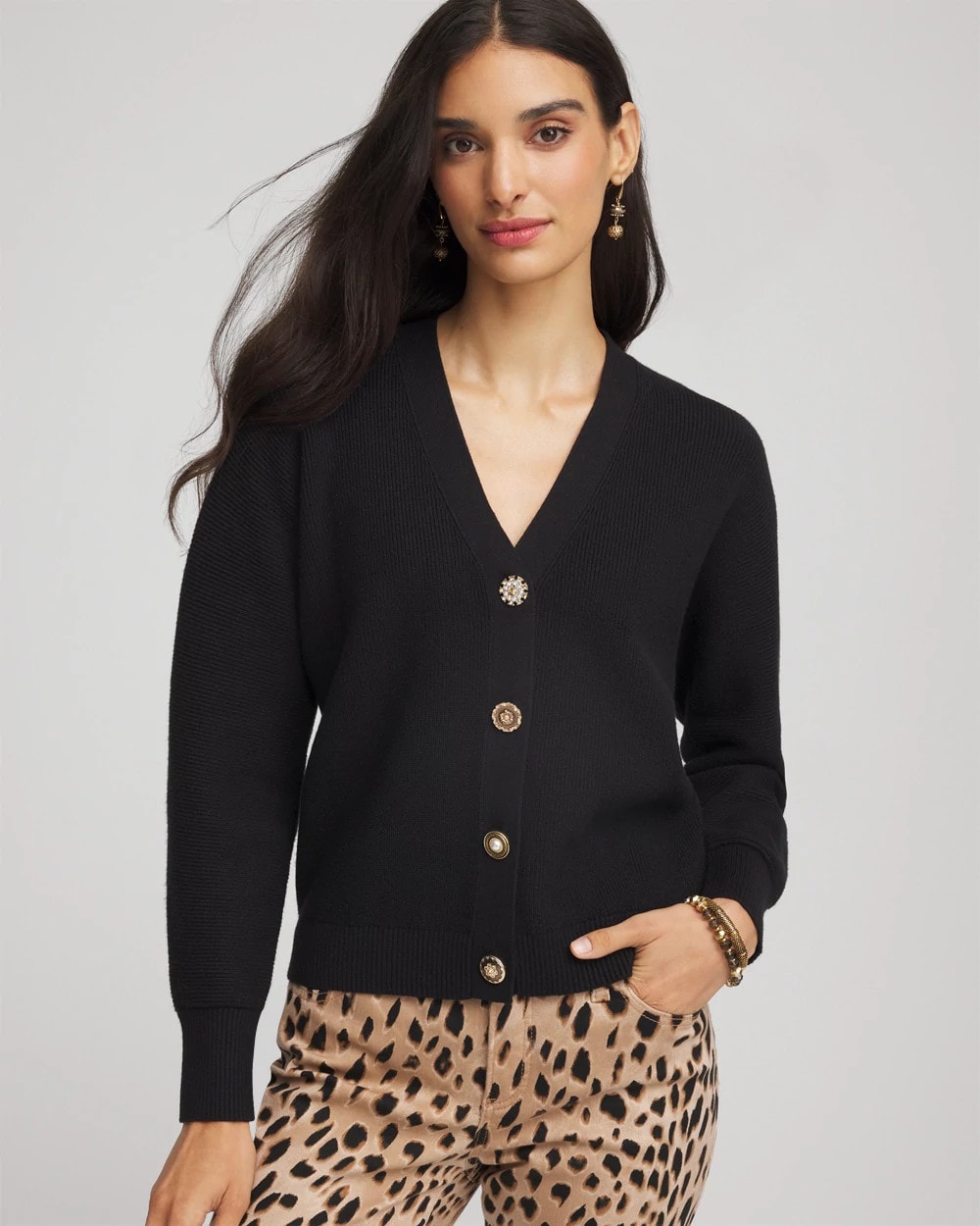 Chico's - Relaxed-Fit Button-Front Cardigan