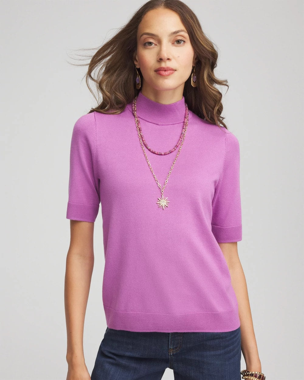 Chico's - Ella Elbow Sleeve Mockneck Sweater