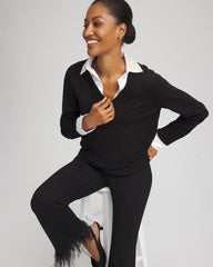 Chico's - Embellished Layered Collar Shirt Sweater