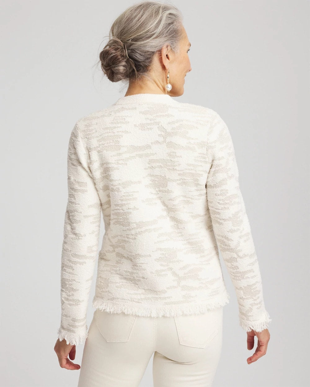 Chico's - Fringe Textured V-Neck Cardigan