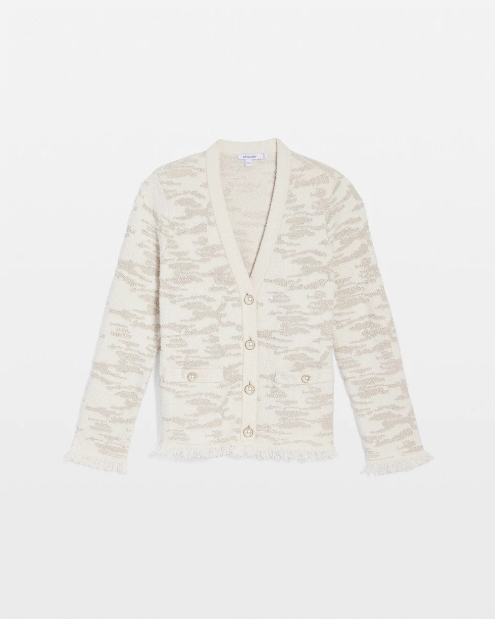 Chico's - Fringe Textured V-Neck Cardigan