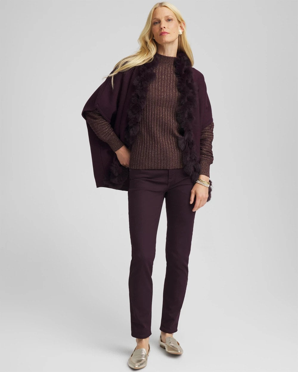 Chico's - Metallic Ribbed Pullover