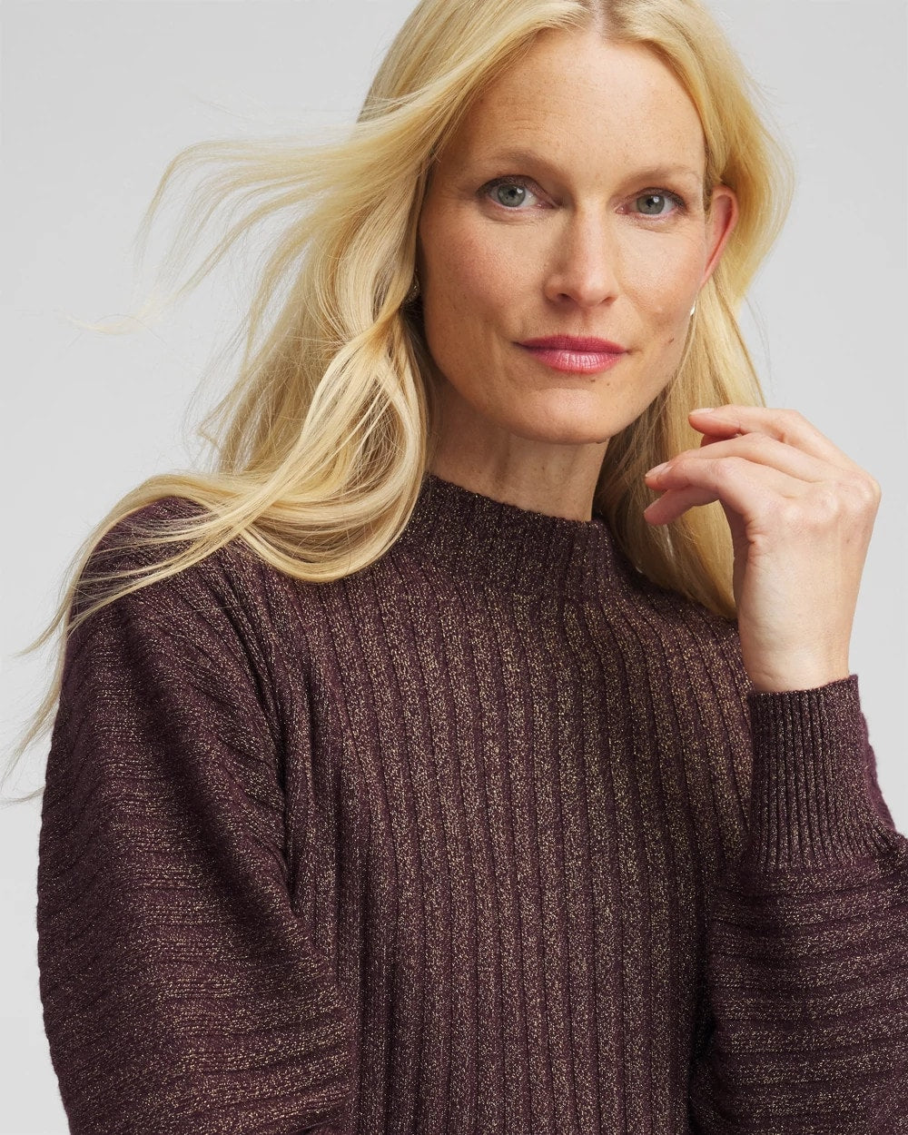 Chico's - Metallic Ribbed Pullover