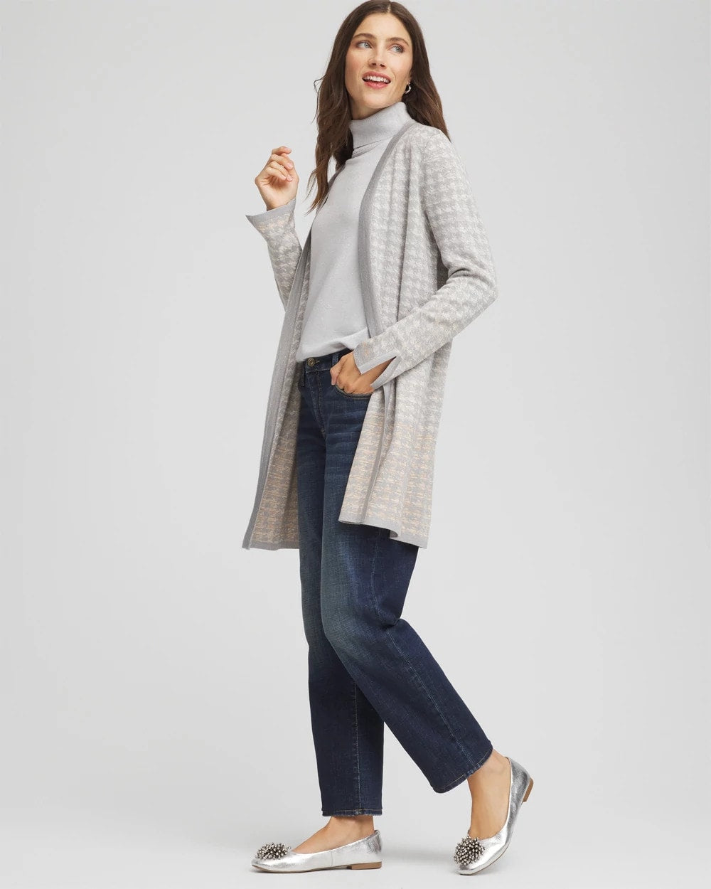 Chico's - Metallic Herringbone Cardigan