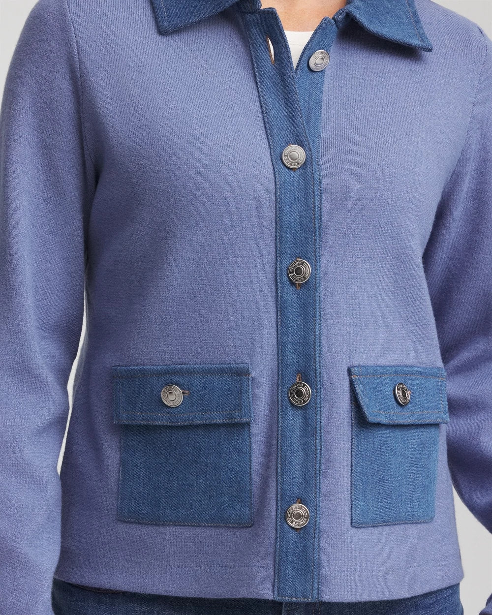 Chico's - Denim Colorblock Marl Shirt Jacket
