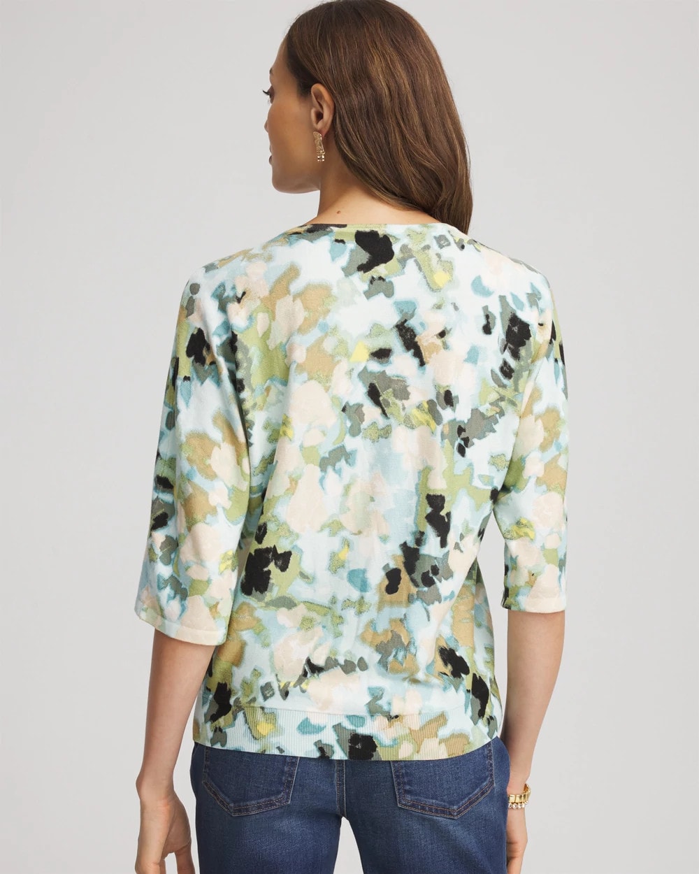Chico's - Printed Dolman V-Neck Pullover Sweater