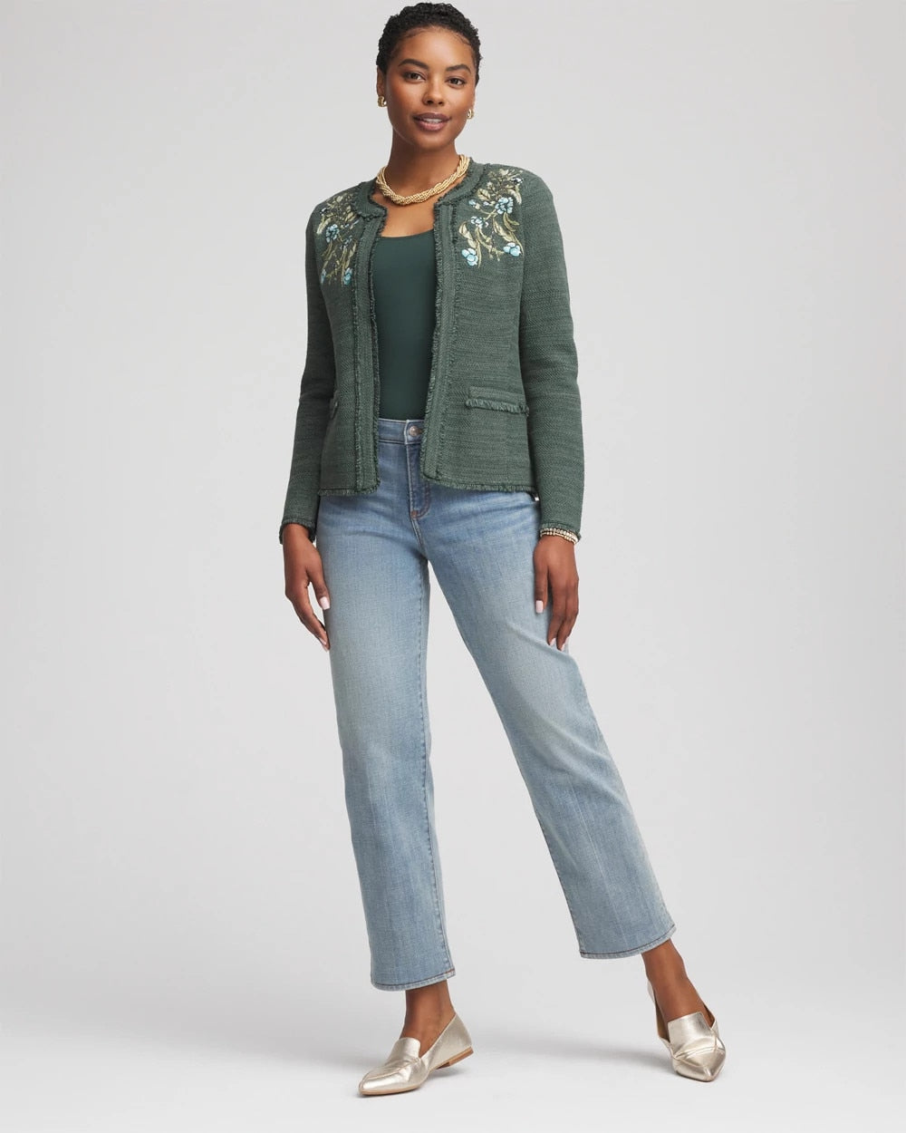 Chico's - Embroidered Cotton-Blend Jacket