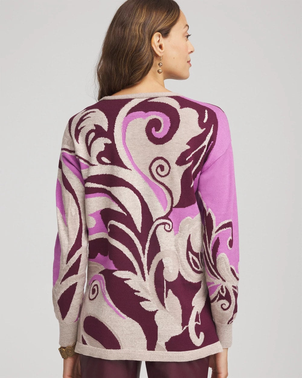 Chico's - Intarsia Knit V-Neck Pullover Sweater