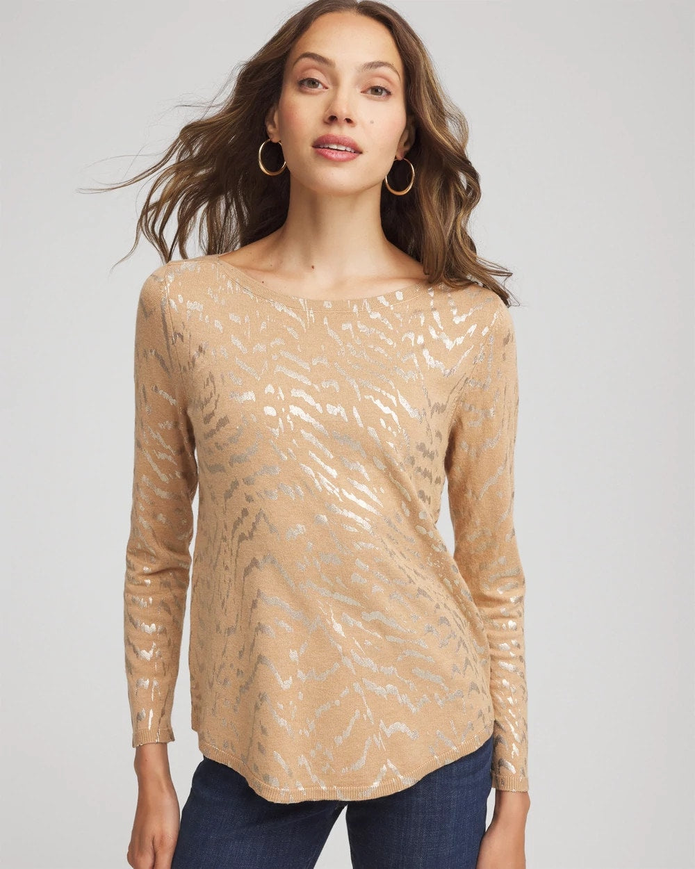 Chico's - Ella Boatneck Foiled Pullover Sweater