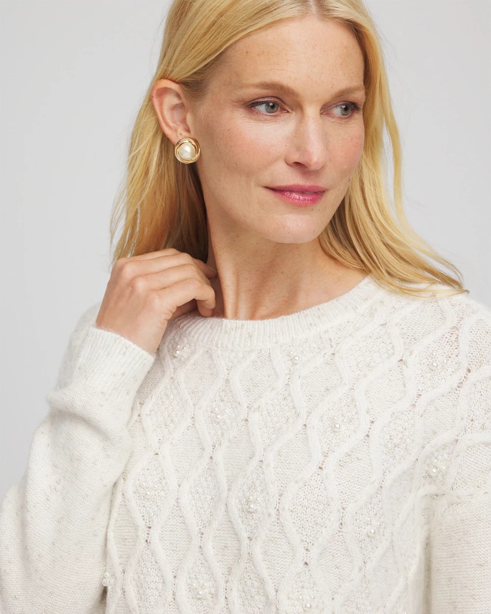 Chico's - Embellished Cable Knit Sweater
