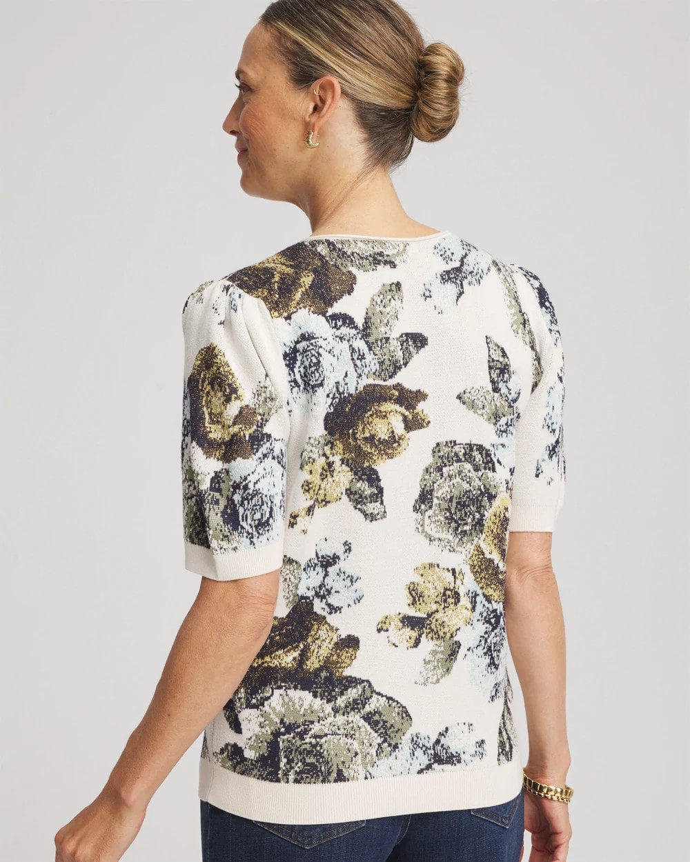 Chico's - Floral V-Neck Sweater Tee